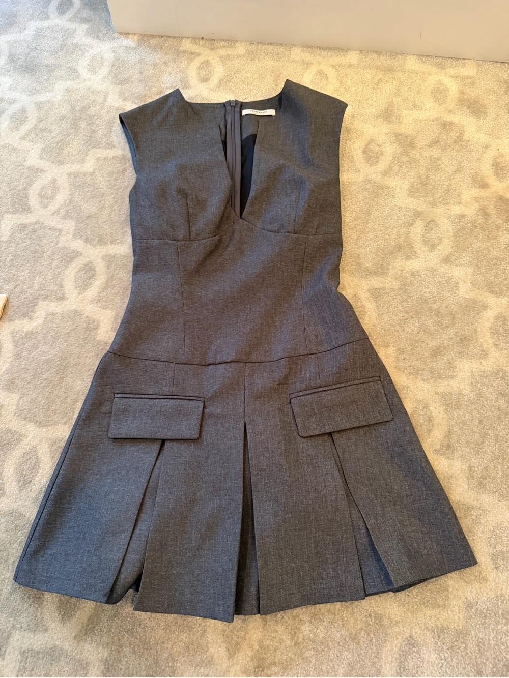 Peppermayo Dark Gray Pleated Mini Dress